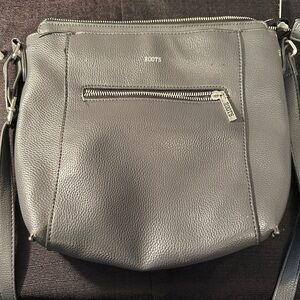 Roots grey leather dimpled purse